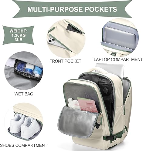 Miniatura 150 de coowoz Mochila de viaje grande para mujeres y hombres,Mochila de transporte,Mochila de senderismo impermeable para deportes al aire libre, Azul, 45