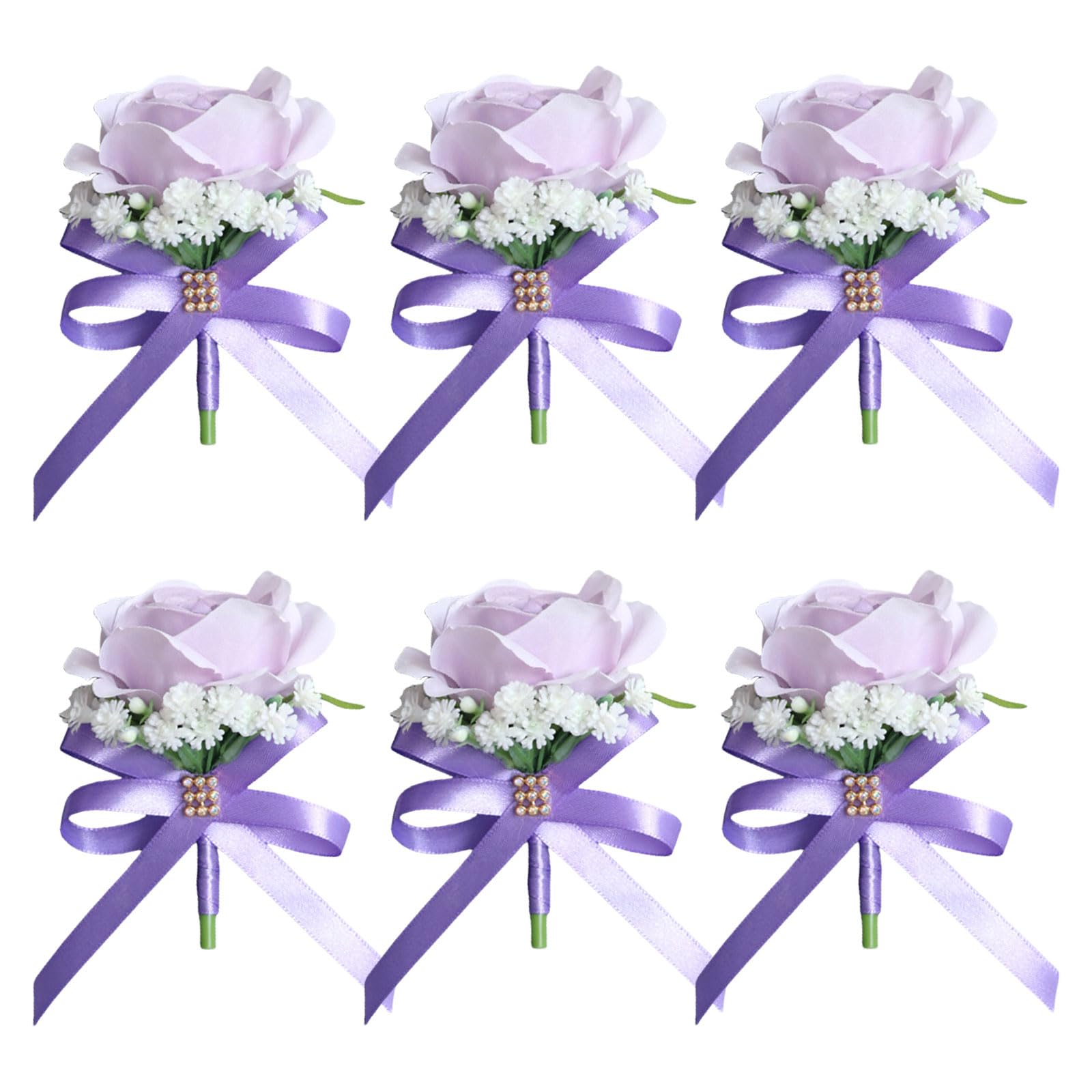 Carotoe Purple Faux Rose Wedding Corsage Accessory Functional Silk Rose Boutonniere For Bridal Parties Stage Adjustable Size Boutonniere