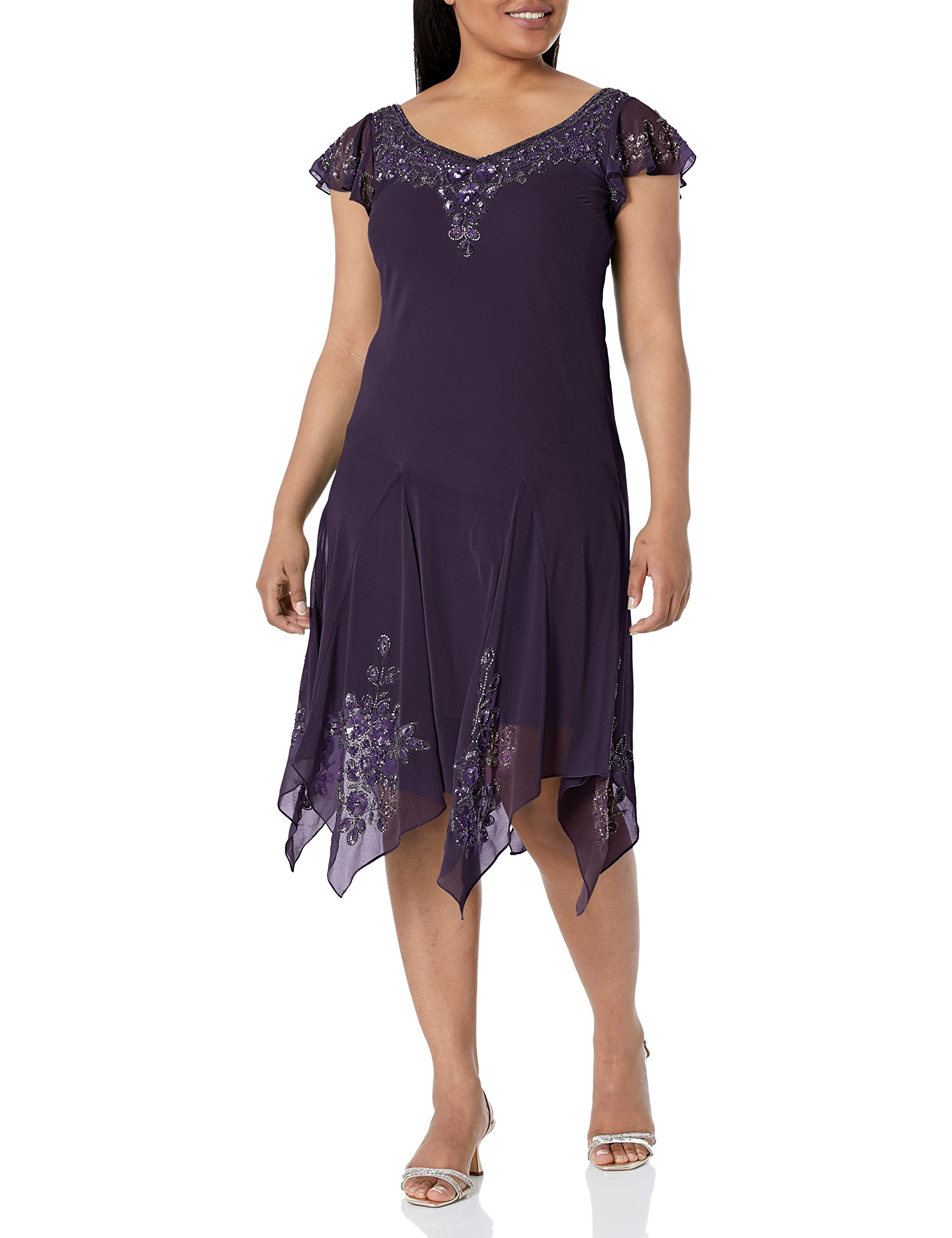 Robe De Soirée Sans Manches Bleu Marine Jkara - Taille 12 - Décorée De Perles - Style Bal Princesse