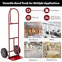 Vista 9 de Goplus Carretilla de Mano, Carretilla de Mano con Mango en P con Asa de Bucle Vertical, Ruedas de 10", Plataforma Plegable de 15" x 9", Capacidad