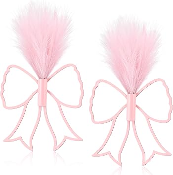 Weysat 2 Pcs Pink Bow Wall Decor Boho Nursery Metal Decoration with Cute Artificial Pampas Wall Art Hanging Planters with Artificial Pampas Preppy Decor for Wedding Nursery Girls Room Living Room