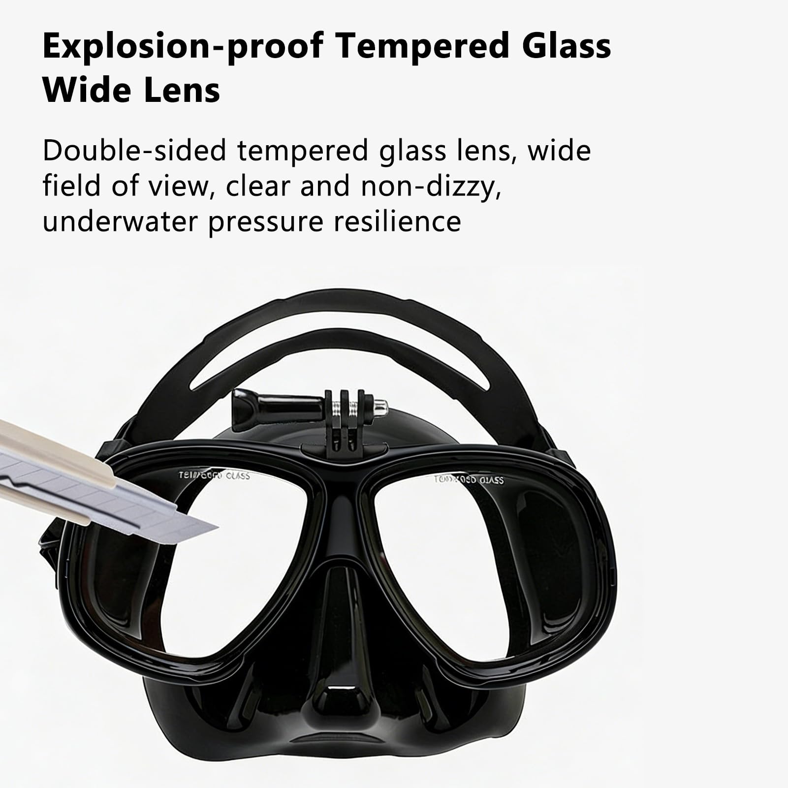 Máscara Snorkel Seca con Soporte Cámara, Gafa Silicona Cómoda | Equipo de Snorkel con Base para cámara; System Seco Respirable, Ideal para Buceo Turístico y Viajes