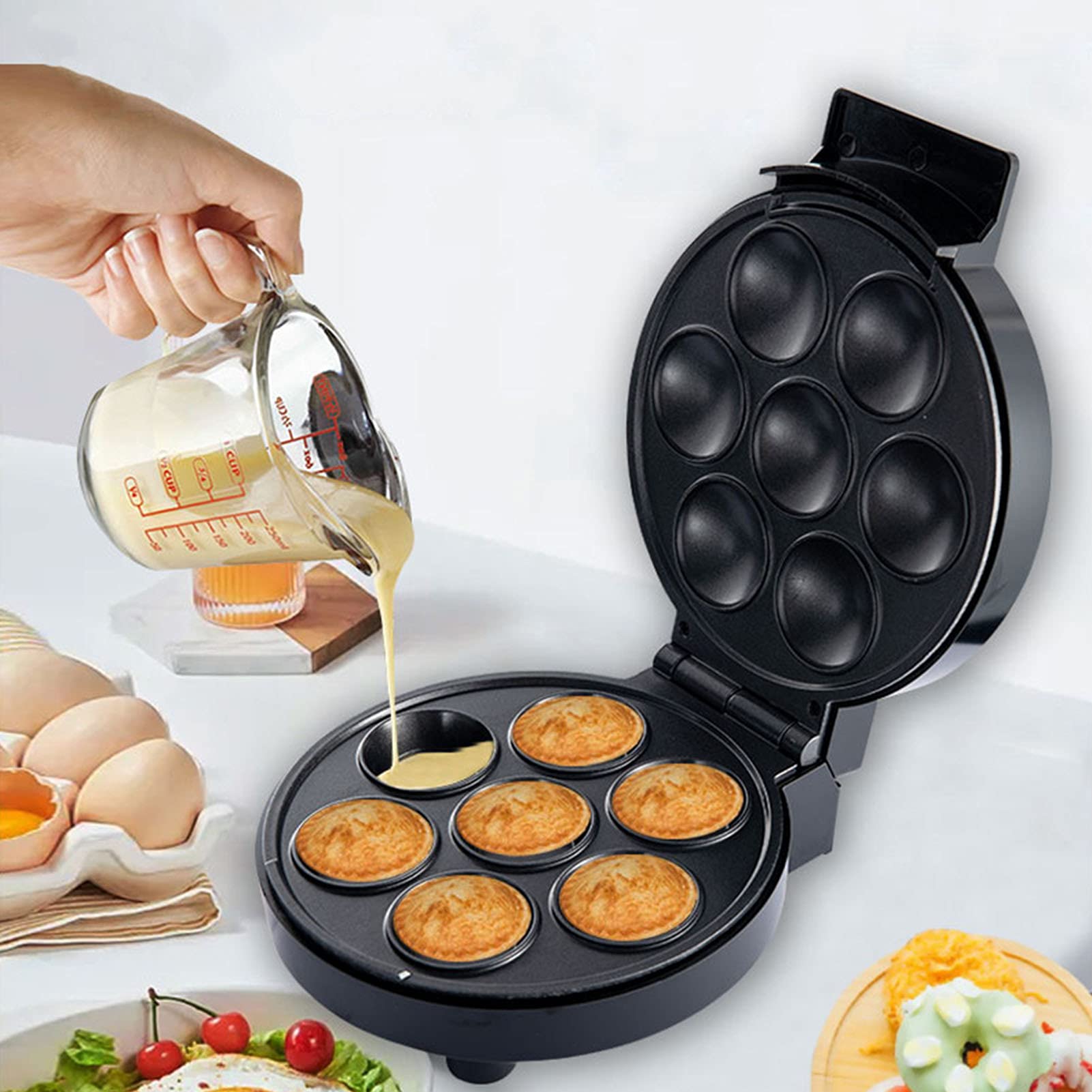 Cupcake Maker, Elektrische Kuchenmaschine, Zum Backen Von 7 Cupcakes, Gleichmäßig Erhitzte Antihaftbeschichtete Platten, Backform Für Spaß Beim Backen, Frühstück, Küche