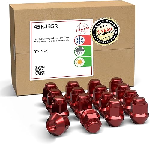 Wheel Accessories Parts Paquete de 16 tuercas hexagonales rojas de 0.669 in 38-24 ATVUTV (rojo, 38 x 24)