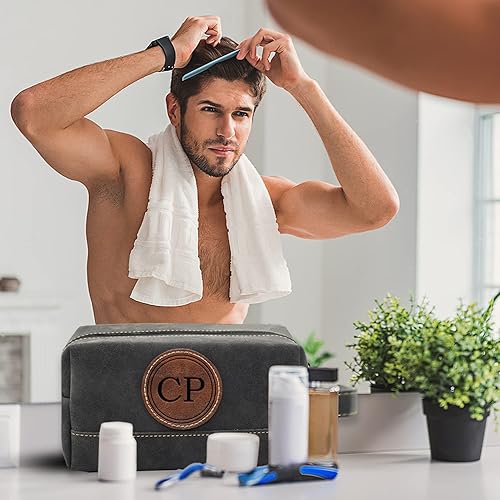 Miniatura 4 de Geekeran Neceser personalizado para hombres hecho a mano, kit Dopp de cuero personalizado para hombres, regalos personalizados para hombres, padre,
