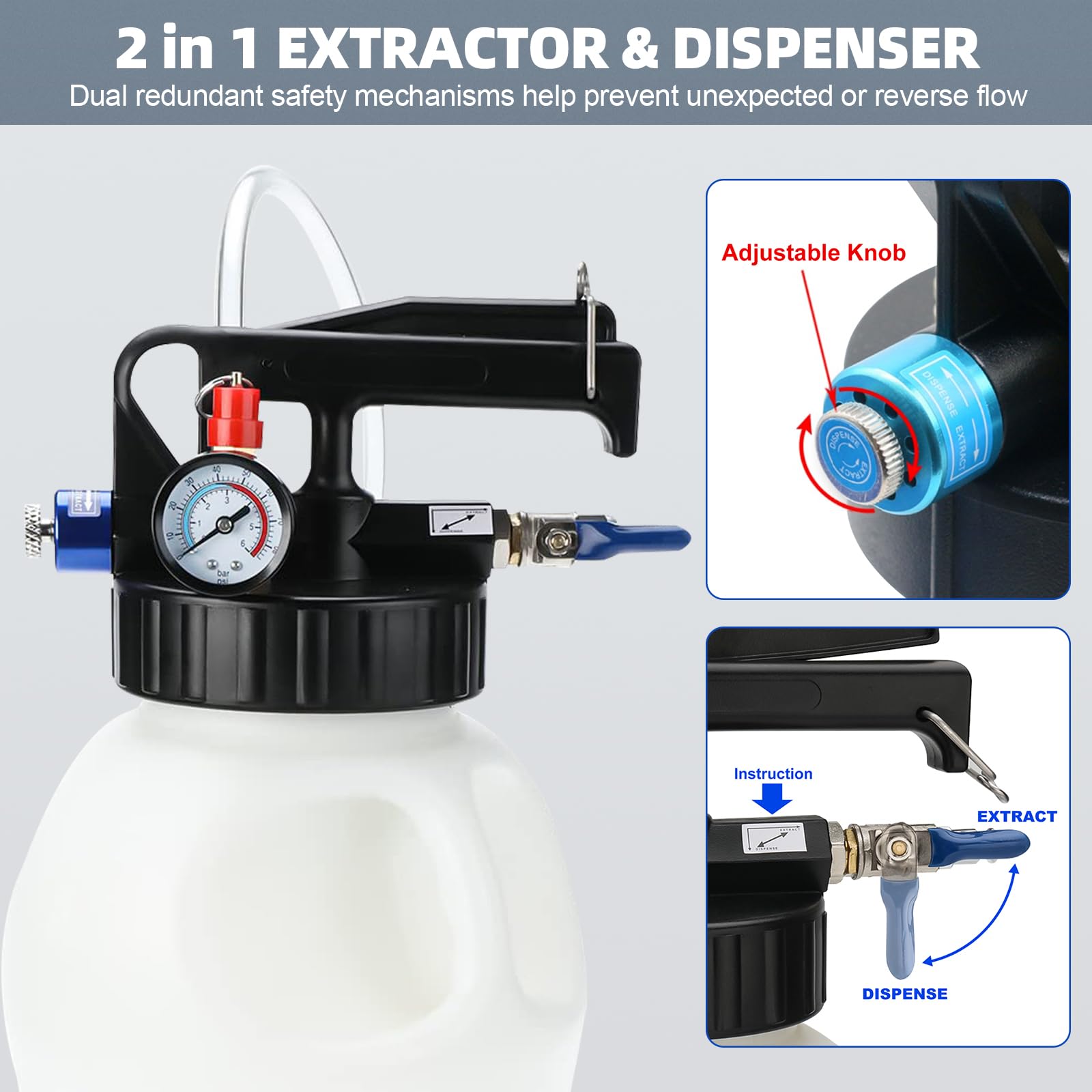 FreeTec Pompa Olio Cambio Automatico, 6L Pompa di Estrazione e Riempimento per Olio Cambio, Attrezzo Pompa Olio ATF Cambio con 13 pezzi Adattatore per Auto Camion