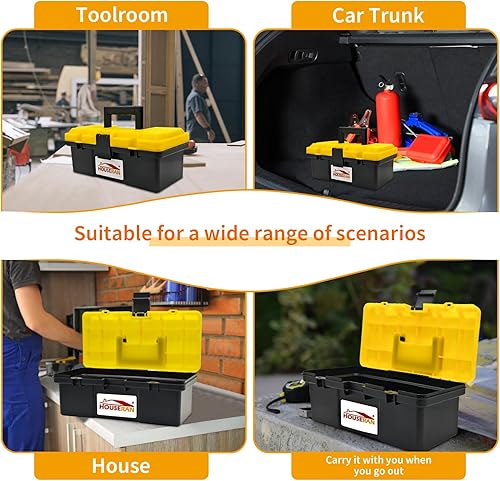 Miniatura 4 de Caja de herramientas, caja de herramientas portátil de plástico de 12 pulgadas con asa, caja de herramientas pequeña con cerradura, cajas de