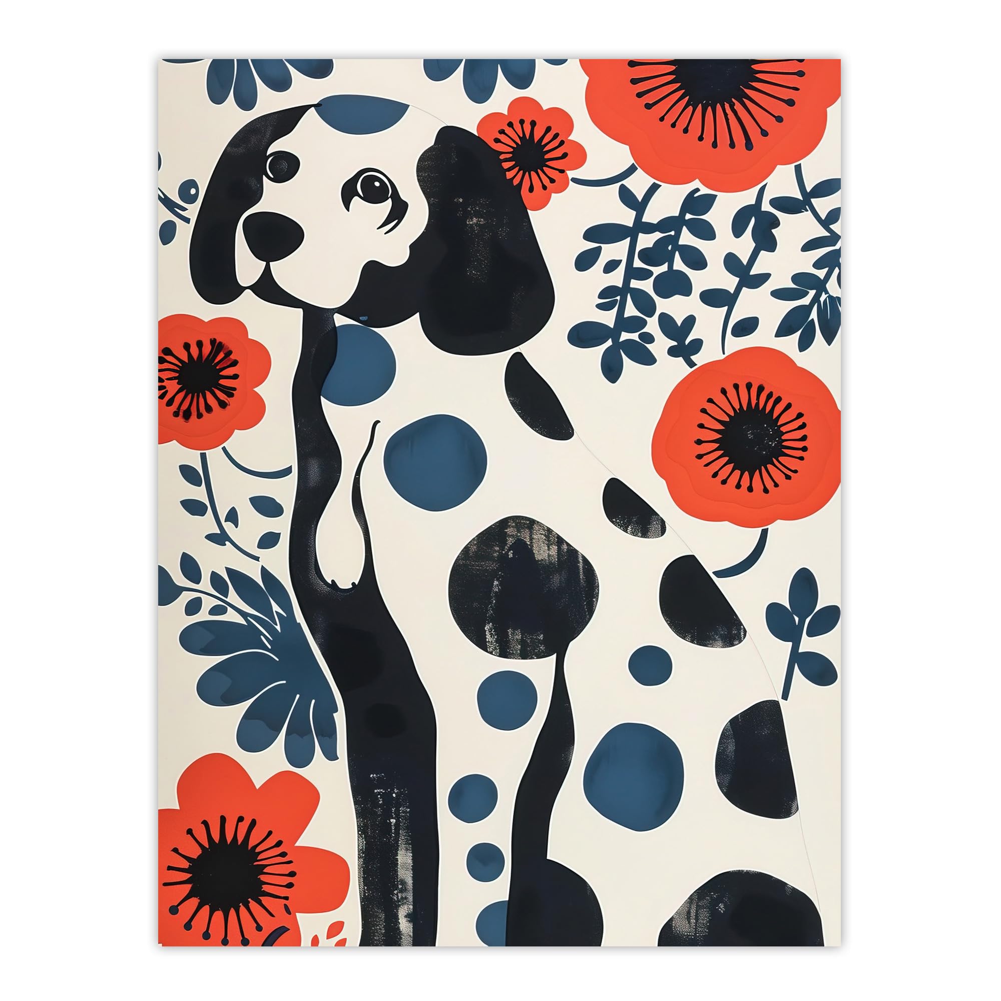 Artery8 Dog Lover Dalmatian Abstract Floral Portrait Living Room Large Wall Art Poster Print Thick Paper 18X24 Inch