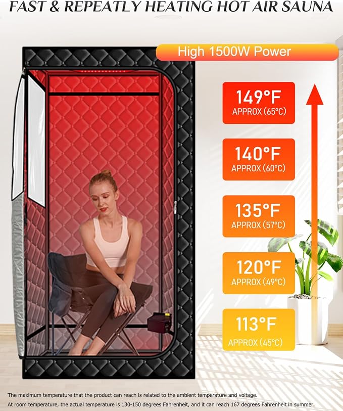 Sauna portátil con terapia de luz roja 660nm para relajación en casa, spa completo, 1500W miniatura 6
