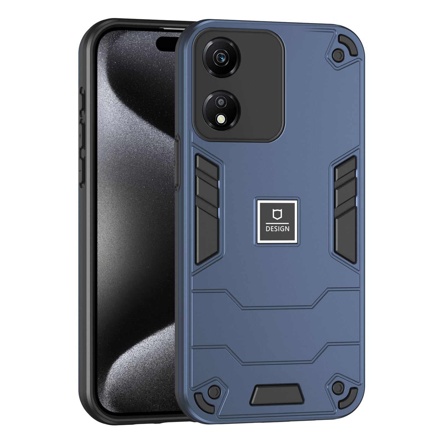 Phone Case Compatible with Honor X5 Plus, Dual-Layer Drop-Proof TPU+PC 2-in-1 Protective Case Blue