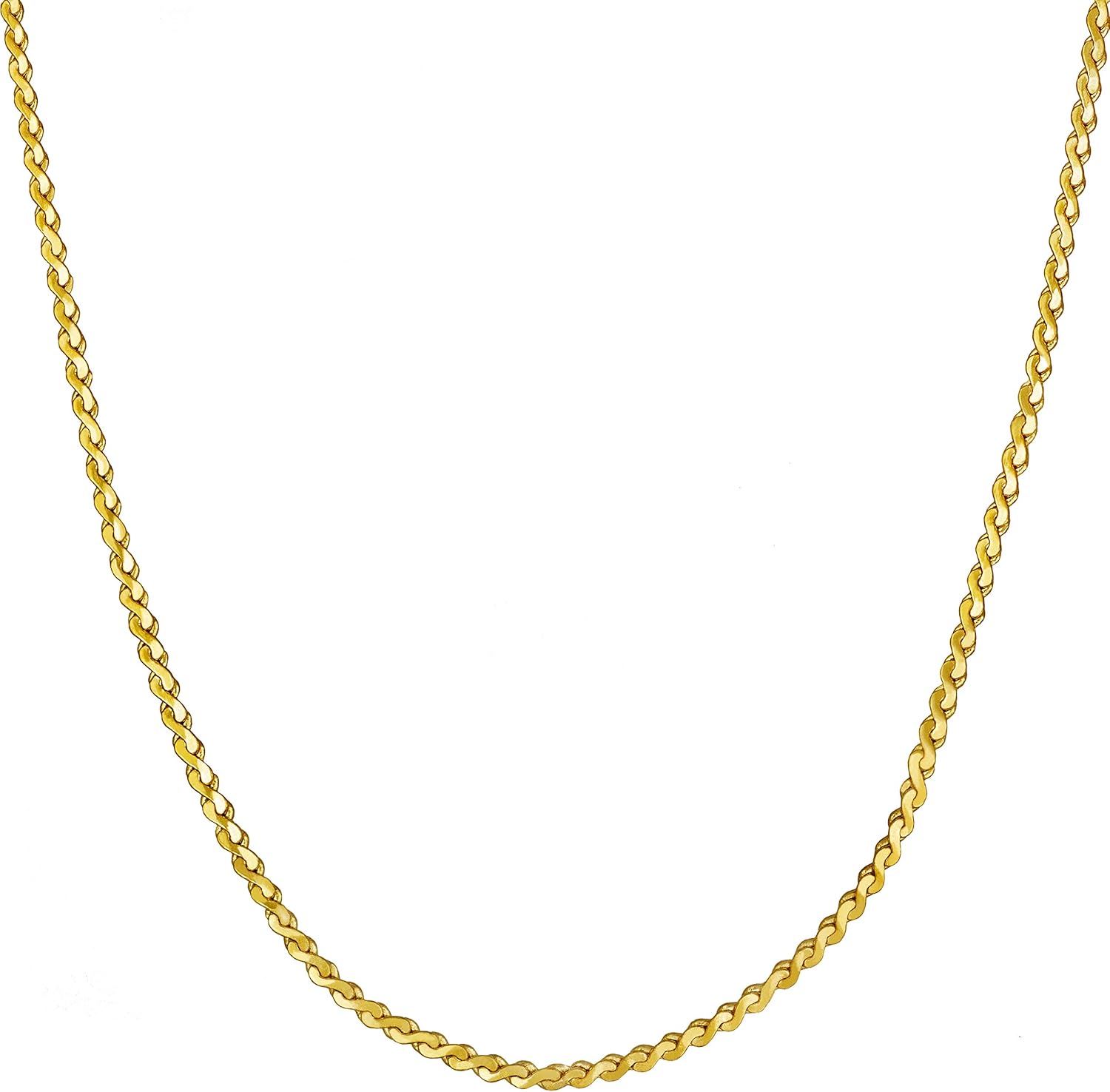 LIFETIME JEWELRY 1.4mm Serpentine Chain Necklace for Women & Men 24k Gold Plated