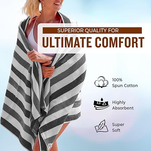 Miniatura 3 de Toallas de playa personalizadas para adultos  Toallas de piscina personalizadas con nombre  Toallas de playa a rayas 100% algodón para mujeres y