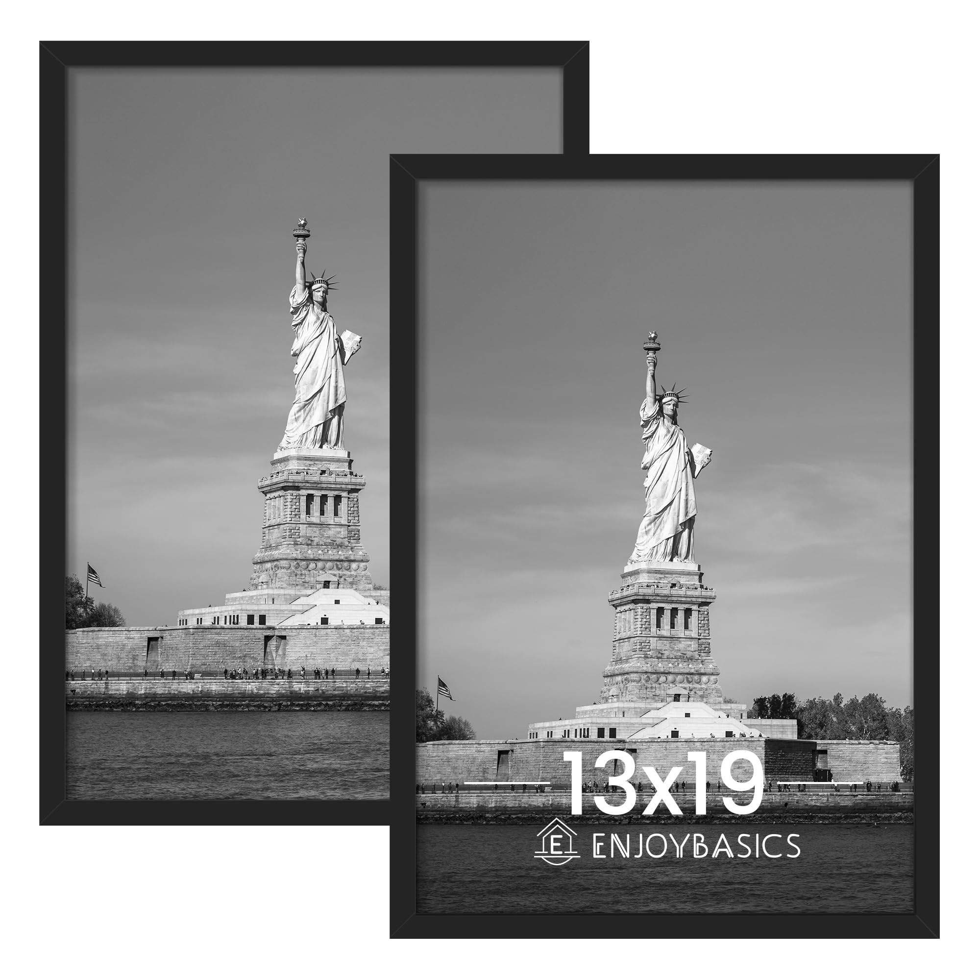 13x19 Picture Frame, Display for 13 x 19 Poster, Wall Gallery Photo Frames, Black, 2 Pack