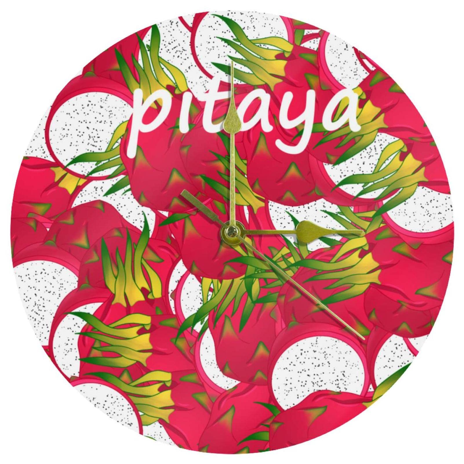 Horloge murale Pitaya silencieuse sans tic-tac à piles pour la chambre