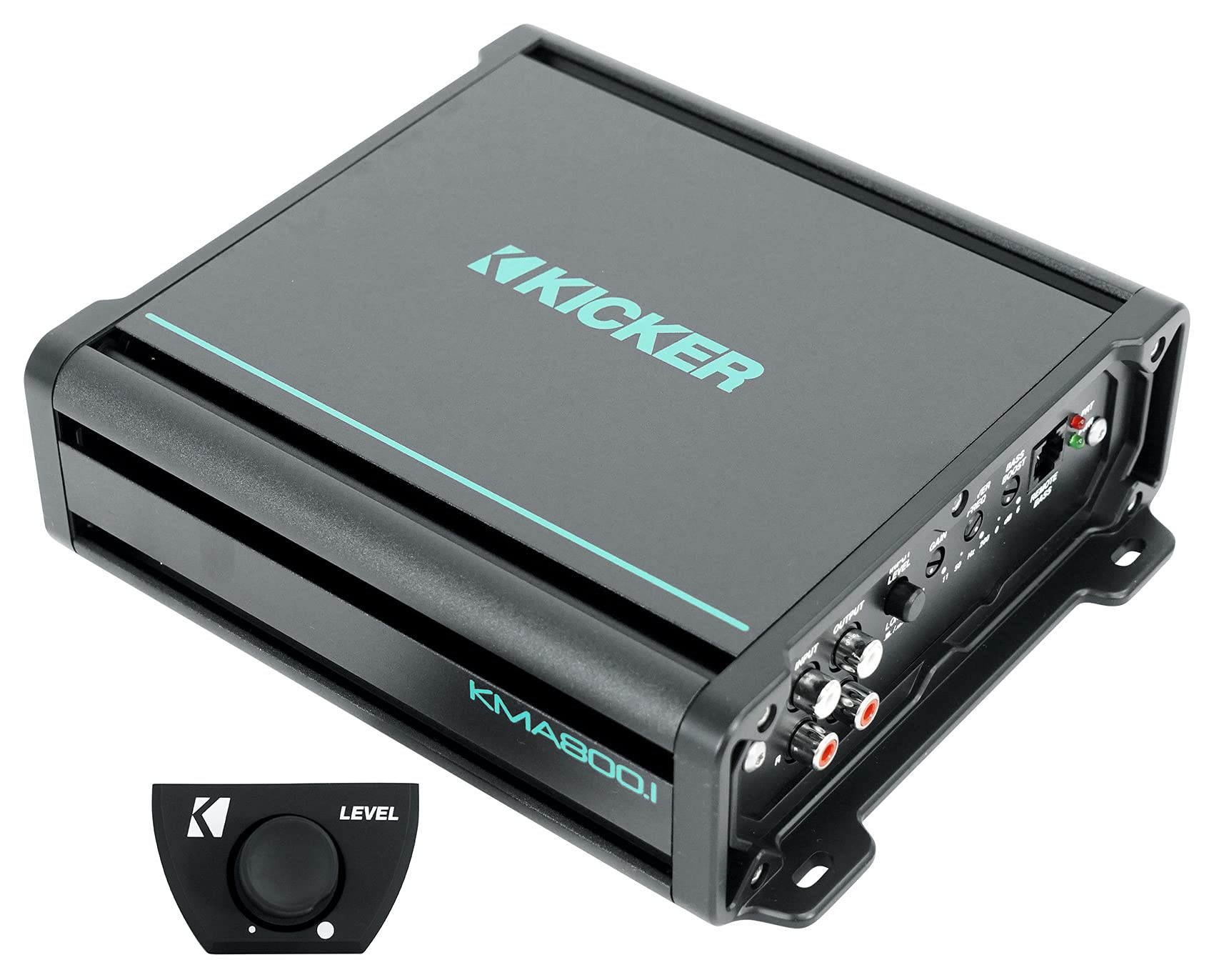 KICKER 48KMA8001 800 Watt 1-Ohm Marine/Boat Mono Amplifier Bundle with KICKER 48KMBLC Wired Bass Level Controller for KMA.1 and KXMA.5 Amps