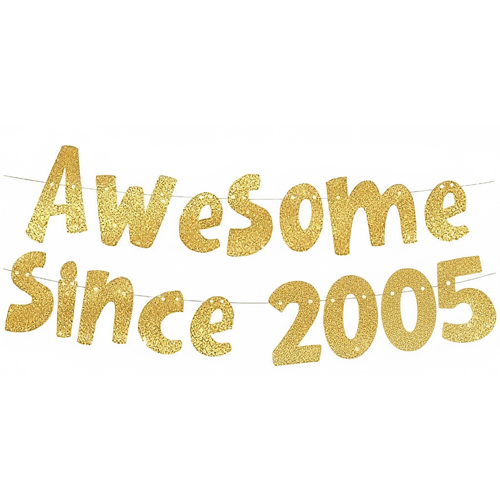 AIKOBAA 21th Birthday Banner Decorations Gold - Awesome Since 2005 Glitter Banner, Happy Birthday Party Decor for Boys and Girls, Wall Decor, Photo Backdrop (Age 21) — image 1