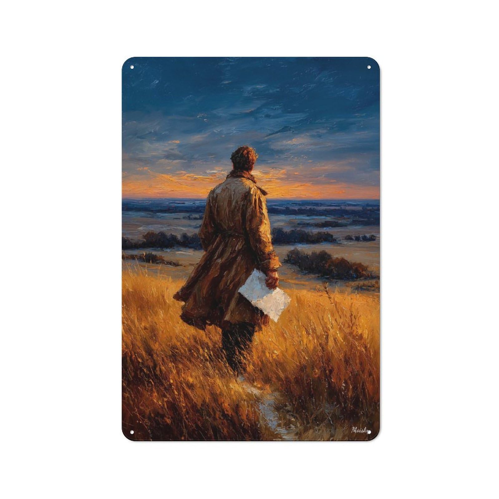 Junmoney The Letter – At The Edge Of The Horizon Tin Wall Plaque 30X20cm With For Café Or Home Bar, For Vintage Wall Decor Fans, For Home Office And Studio Walls