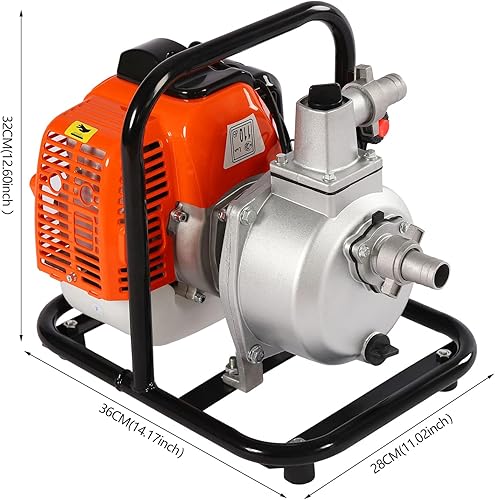 Miniatura 5 de CNCEST Bomba de agua portátil con motor de gasolina, entrada y salida de 1 pulgada, bomba de transferencia de agua a gas 43CC con filtro de bomba,