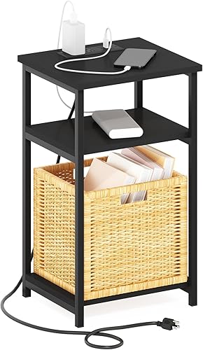 Miniatura 24 de FURINNO Elegante mesa auxiliar, roble francés gris/negro, paquete de 2 (2-99800GYW) Roble Francés/Negro,Cereza oscuro/ Negro,Ámbar