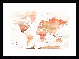 Amanti Art Framed Wall Art Print 16x21 Desert Blooms Abstract Map by Laura Marshall, Maps Wall Art, Modern Contemporary Decor, Small Poster Painting Artwork for Living Room, Bedroom, Bathroom,