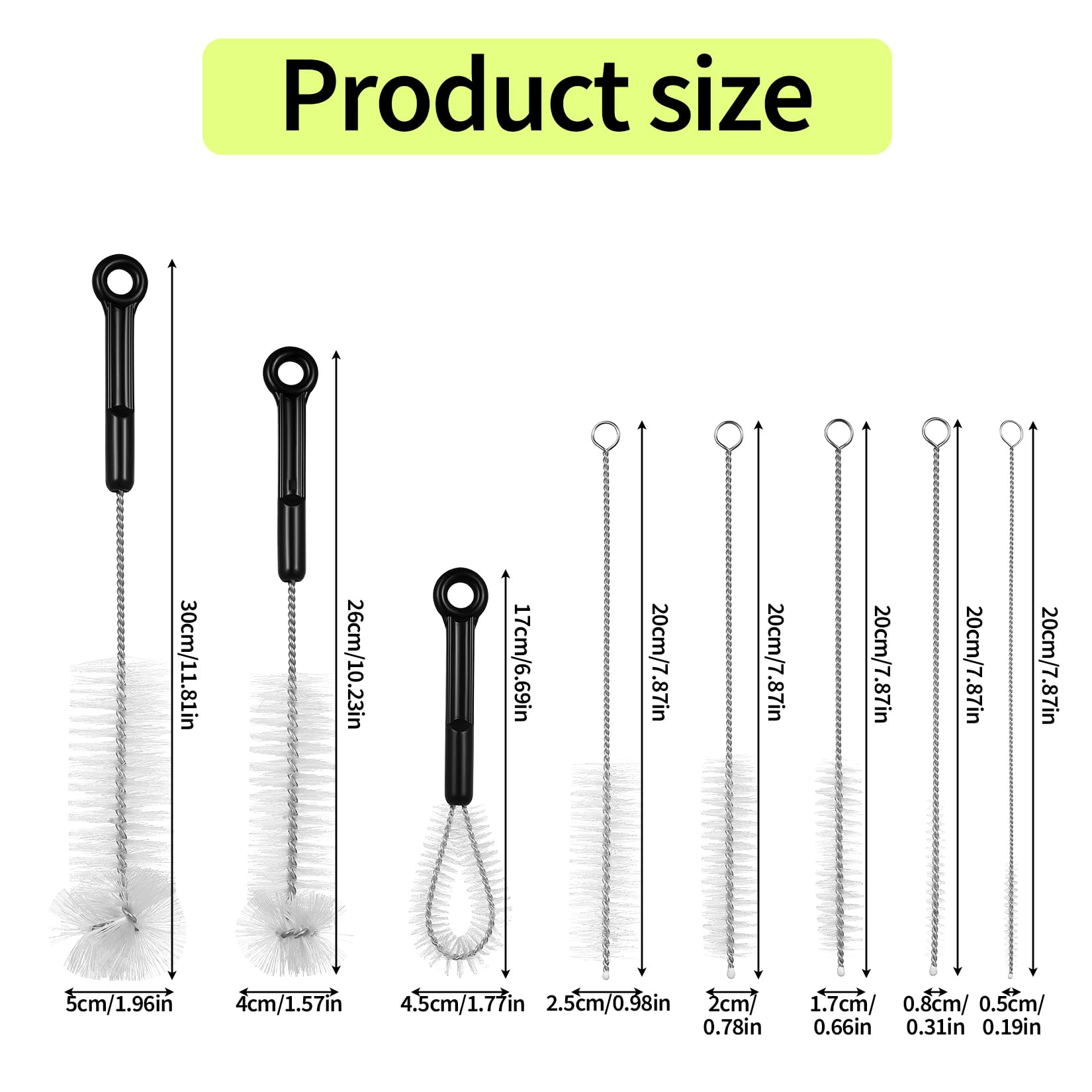 8 Pcs Water Bottle Brushes for Cleanings,Long Handle Water Bottle Cleaning Brushes for Small Spaces,Pipe Cleaners Straw Cleaner Brush Set for Baby Bottles Drinking Glasses Narrow Neck Bottles Flasks - Image 2