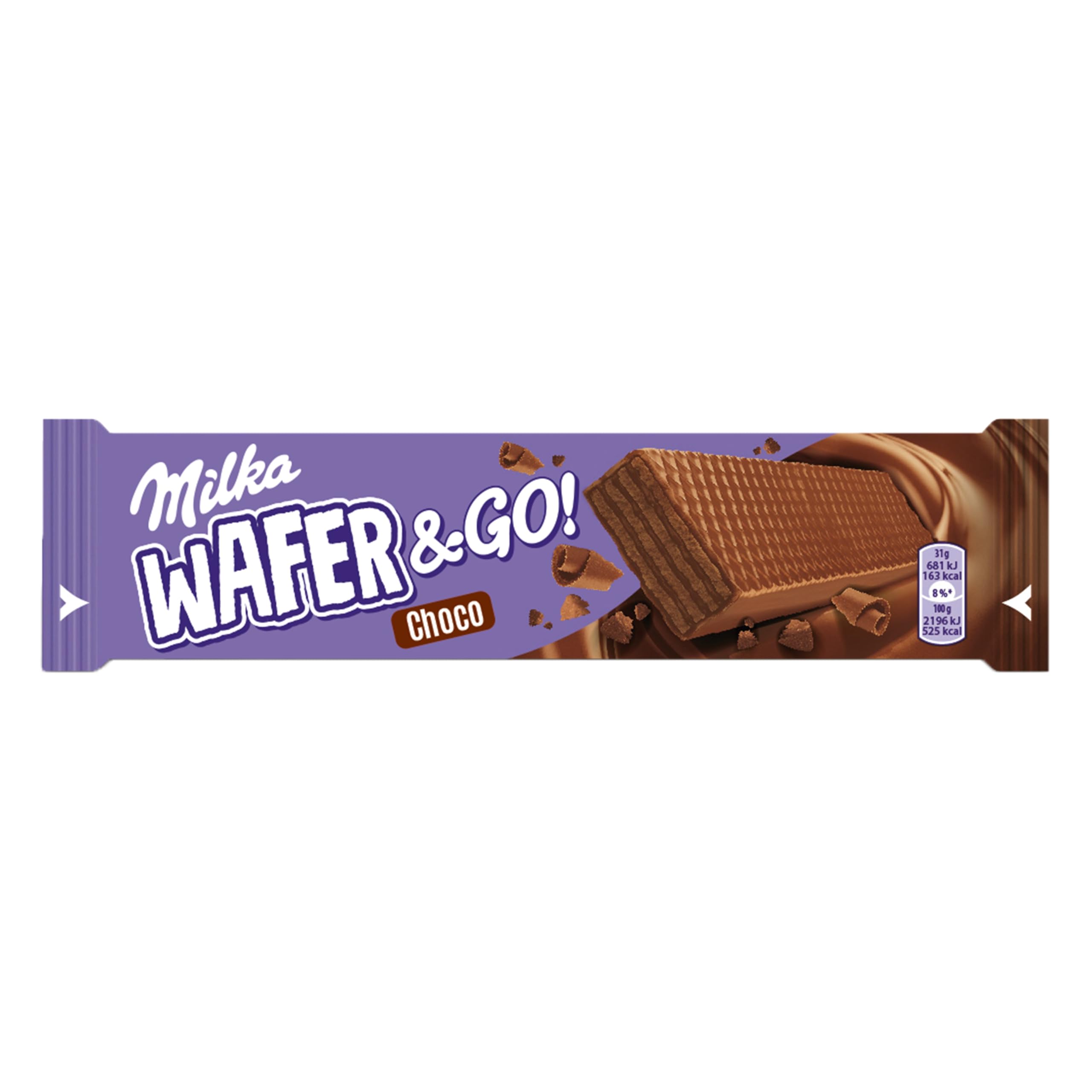 Milka Wafer & Go Choco, Barritas de Barquillo Cubierto de Chocolate con Leche y Relleno de Cacao, Pack de 35 Ud, 31g