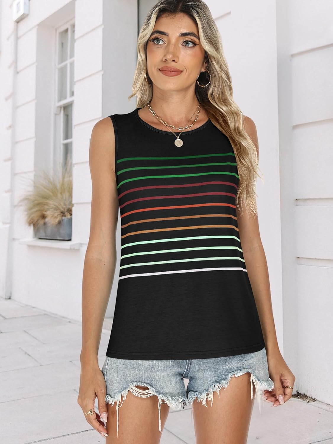 Tank Tops for Women Summer Striped Sleeveless Tee Loose Casual Crewneck Shirts 2026 Fashion Beach Vacation Clothes - Image 4
