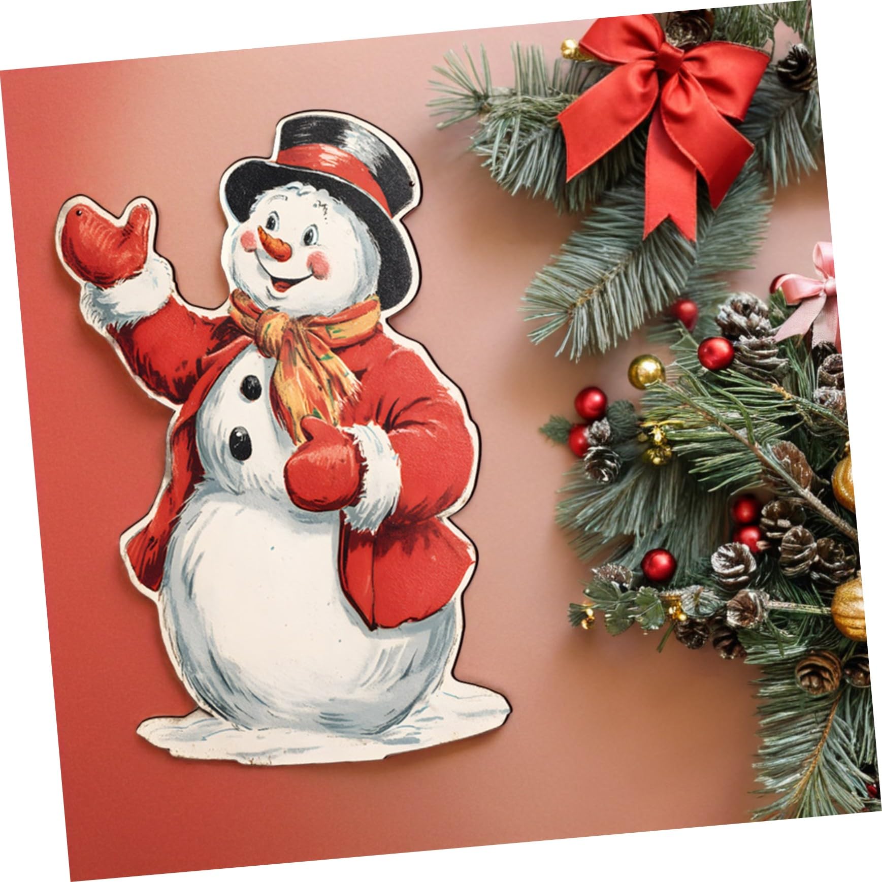 Cabilock 2stücke Weihnachtsmann-schneemann-türhänger aus Holz von Winter-türschild mit Schneeflocken-Design für Veranda und Haustür-Dekoration