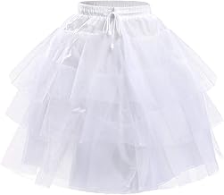 Tutu Skirts, White Child Girl 3 Layers Tulle Crinoline Petticoat for Girls, Children, Half Petticoat for Girls, Size 3-8 Years