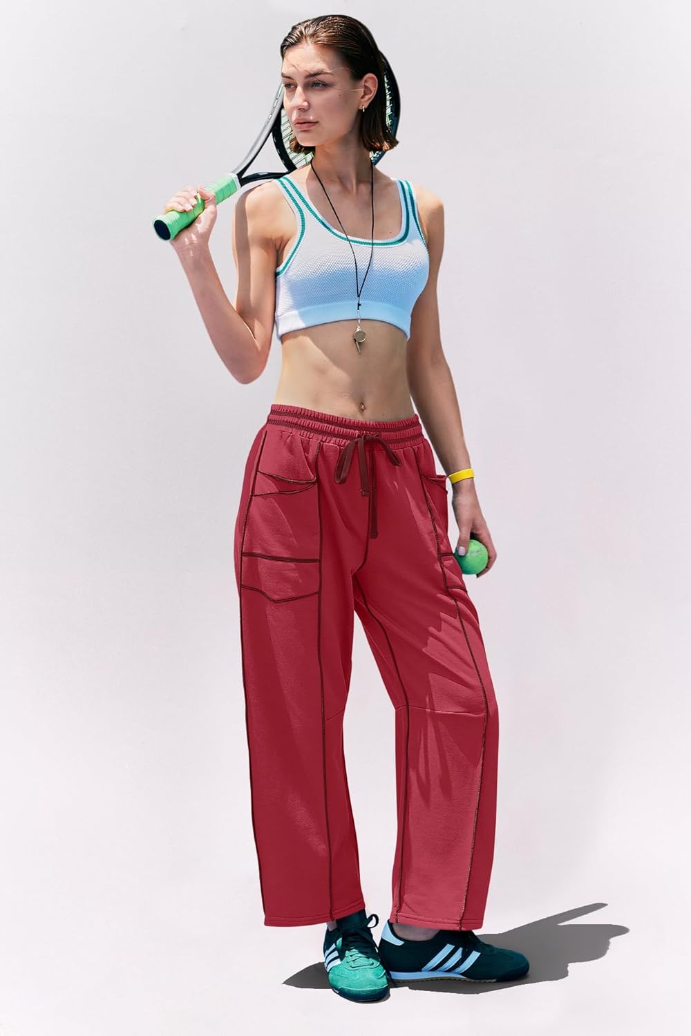 Panadila Womens Barrel Pants Drawstring Wide Leg Sweatpants Baggy Summer Lounge Pants Casual Beach Trousers - Image 5