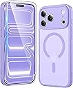 FNTCASE for iPhone 17 Pro-Max Case: Matte Magnetic Phone Cases with Screen Protector Compatible with Magsafe Slim Anti Yellowing Rugged Shockproof Protective Translucent Cell Cover (C-Purple)