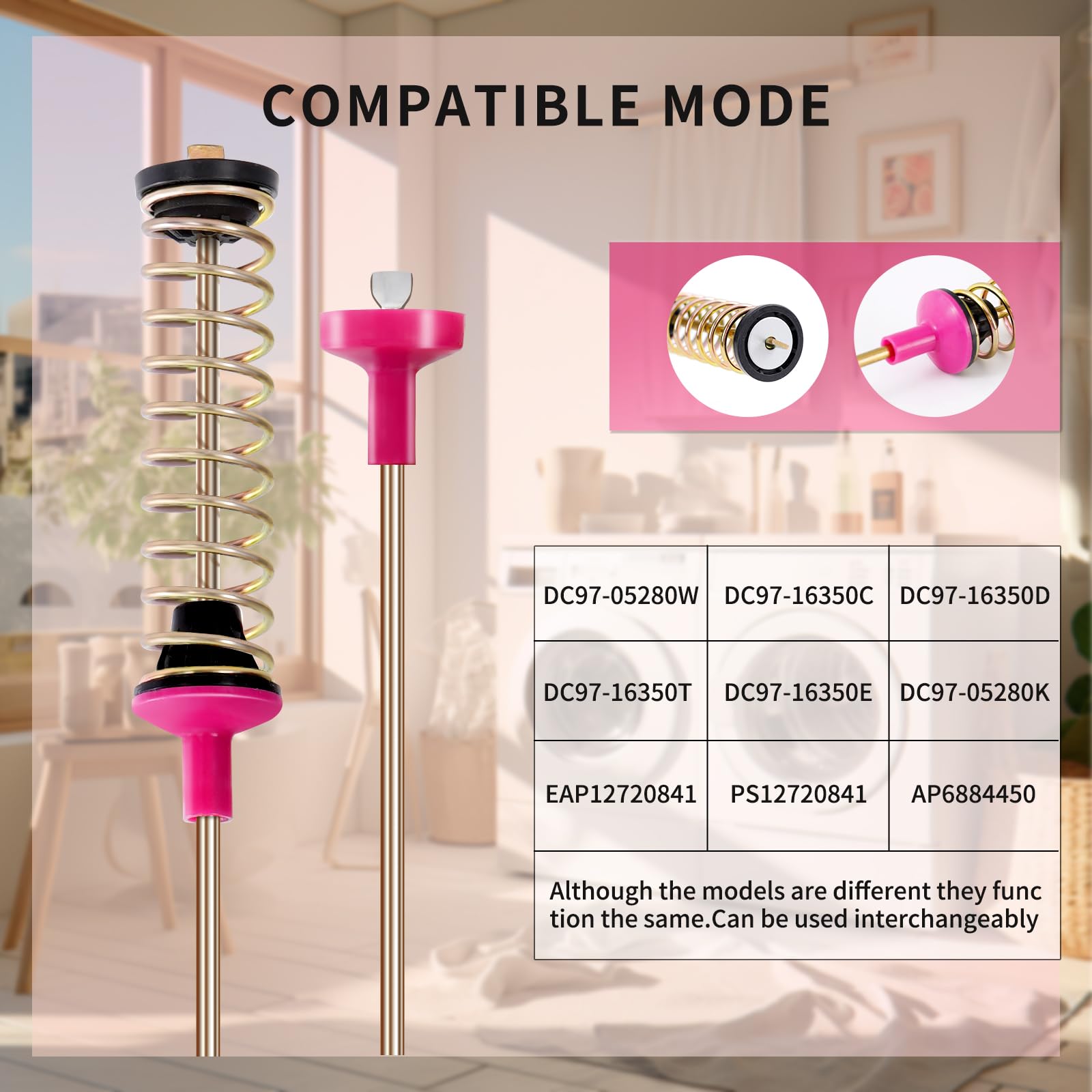 JUBAOPEN Upgrade DC9716350U Washer Suspension Rods Kit for Samsung