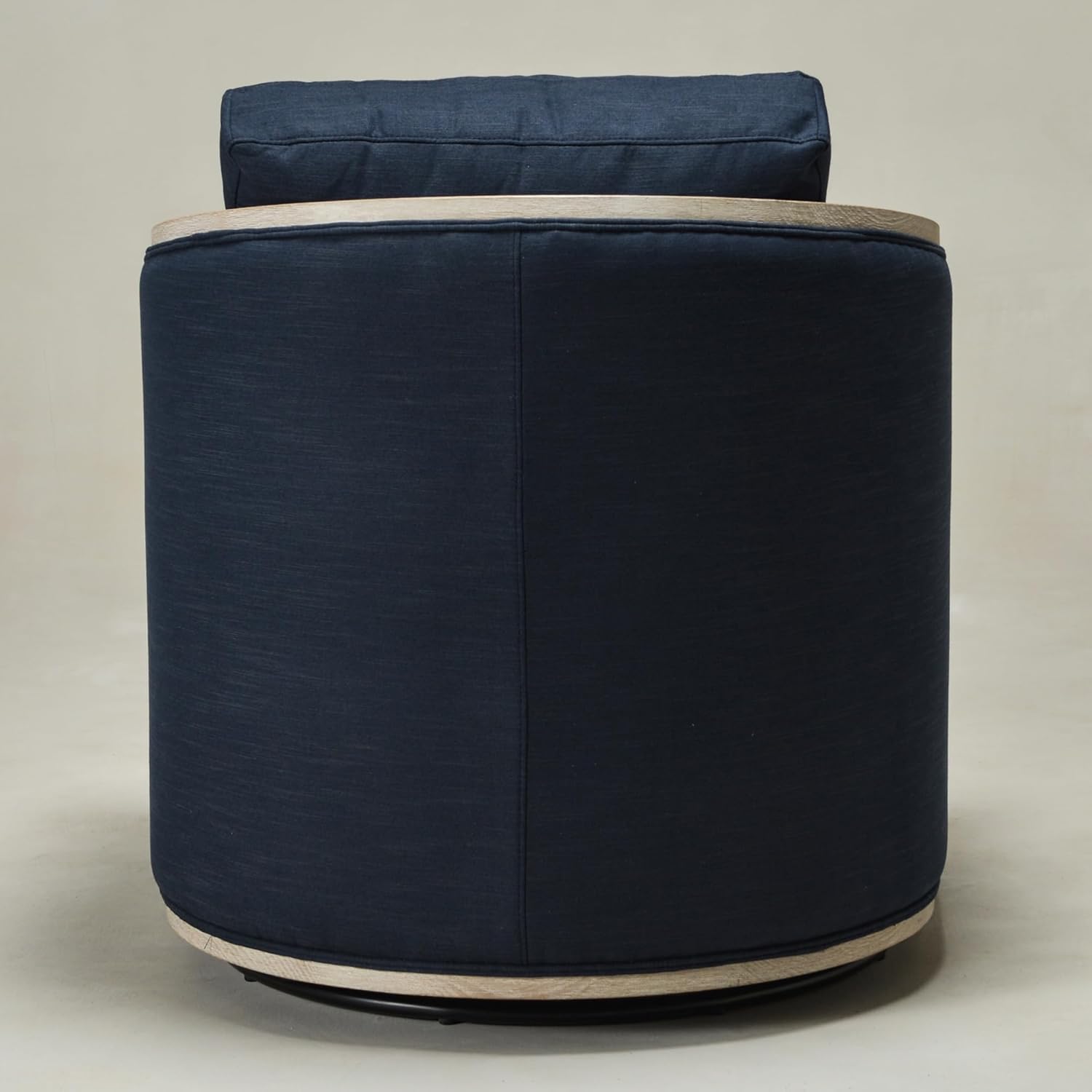 KINWELL 31" W Oak Wood Frame Modern Performance Fabric Swivel Barrel Armchair Mid Century Upholstered Accent Sofa Chair with Pillow Back for Living Room, Lounge & Bedroom, Indigo