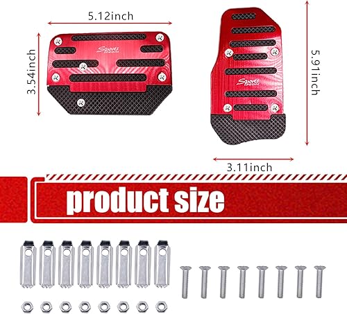 Miniatura 2 de cerfioo Juego de 2 pedales de freno de acelerador automotriz, pedal de goma de metal antideslizante y resistente al desgaste, no es necesario