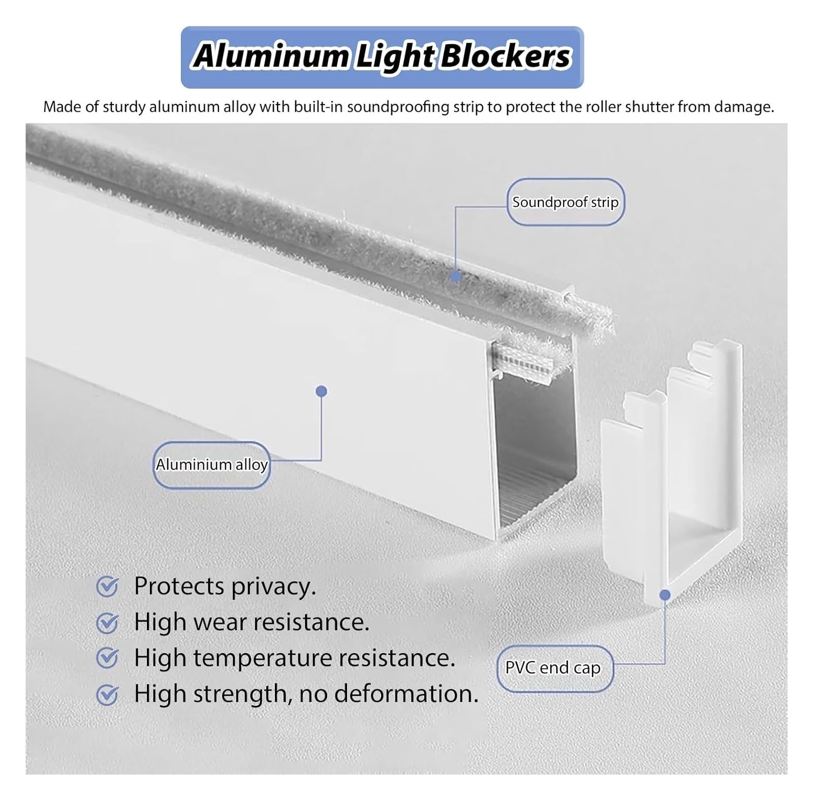 Rails latéraux occultants, Bloqueurs de lumière en U for Rouleau, fenêtre, Pare-Soleil Camping-Car, Noir et Blanc, 50,8 à 203,2 cm, lot
