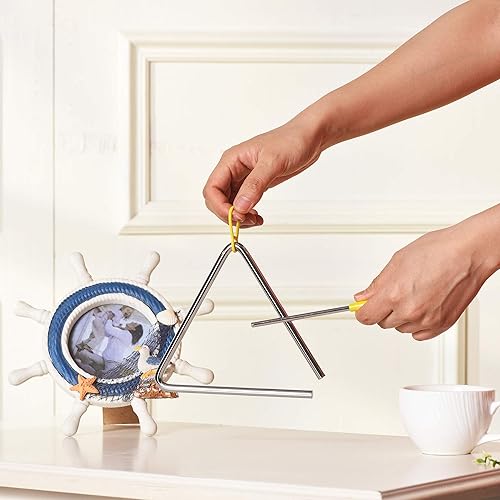 Miniatura 7 de Instrumento musical de percusión del triángulo de acero de 7 pulgadas con el delantero