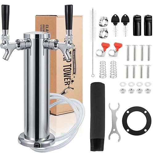 Kegerator Tower Dual Tap Beer Tower Dispenser Kegerator Parts，3 Inches