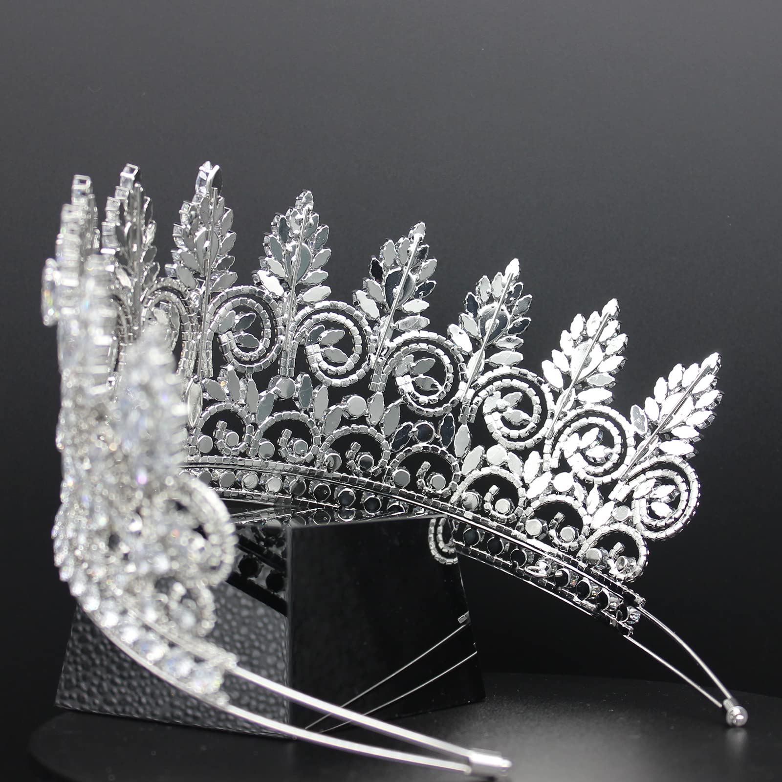 QXMYOO Tiaras de boda grandes de circonita cúbica de lujo para novia, coronas de reina, princesa, cumpleaños, quinceañera, graduación, regreso a casa, accesorios para el cabello nupcial HB086