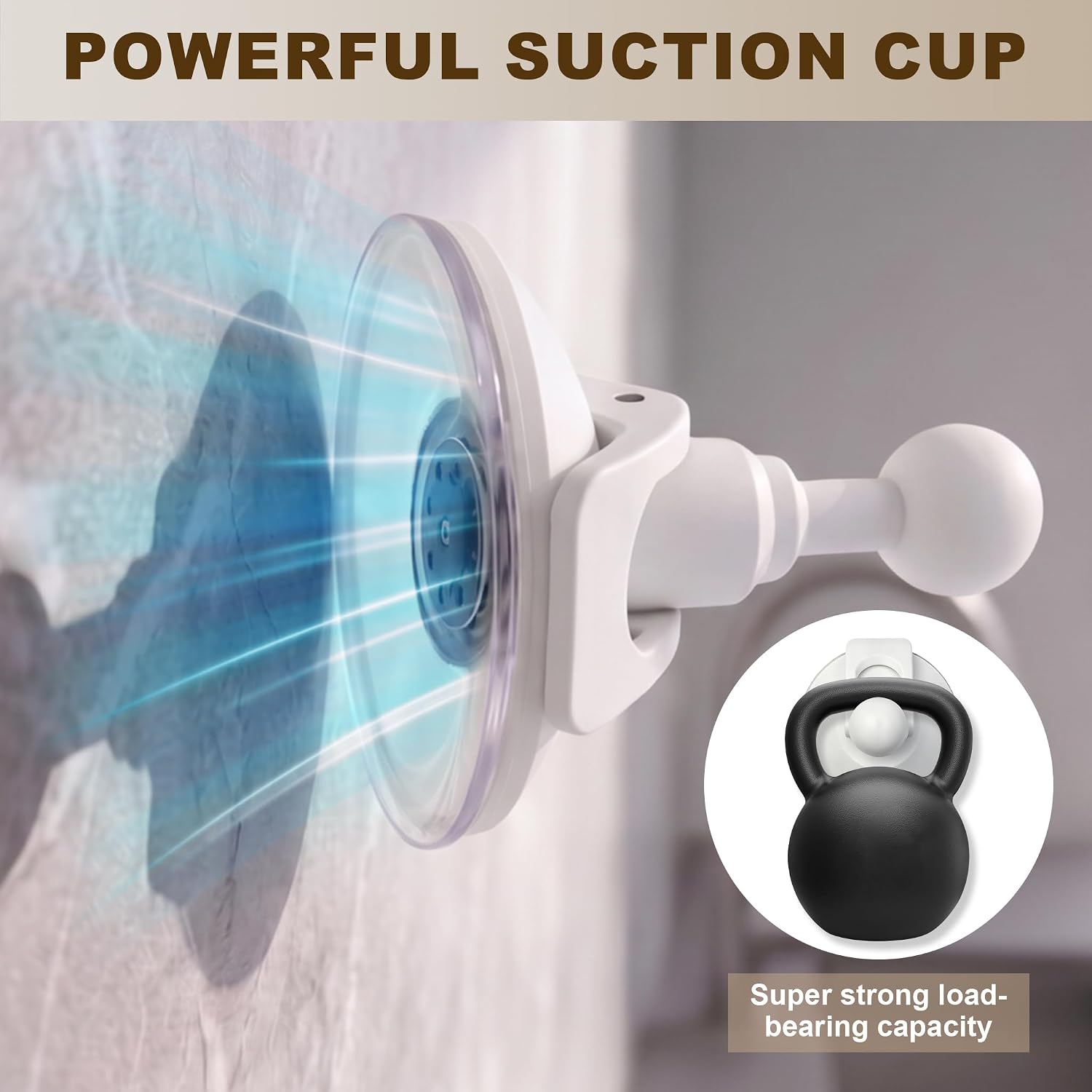 Suction Base Hook for Bathroom, No Damage for Hanging | White Hanger for Glass, Marble, Mirror, Removable Towel Holder, 1 Pack image 2