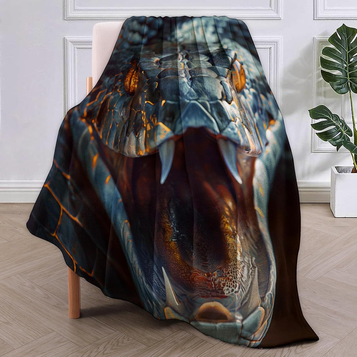 Snake Blanket,Reptile Animal Flannel Throw Blankets,Soft Warm Lightweight Cozy Plush Fierce Serpent Throws for Bedroom Sofa Home Decor Gifts for Adults Kids 50"x60" - Image 2