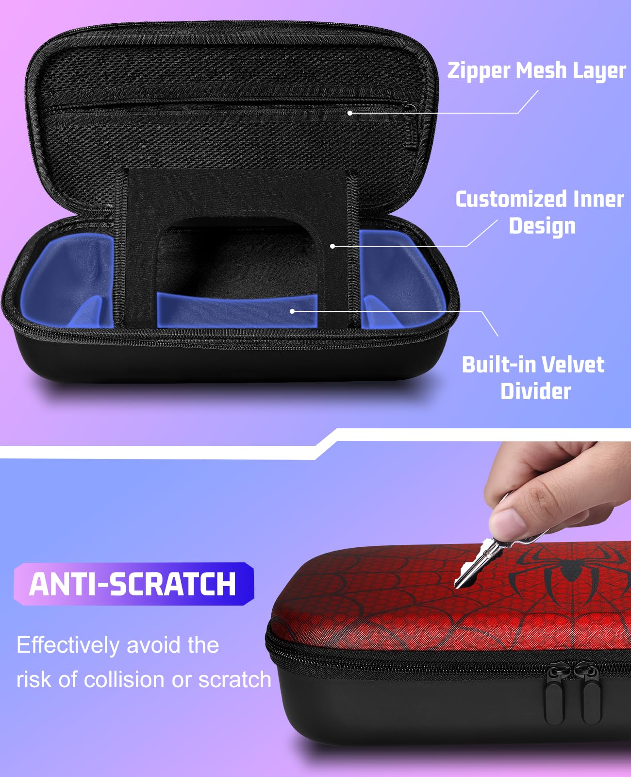 Gurgitat Funda de transporte de viaje para Playstation Portal Remote Player Fundas protectoras rígidas Cool Spider Hombres Niños Gamer Consola de juegos Accesorios Protector Portátil Bolsa de