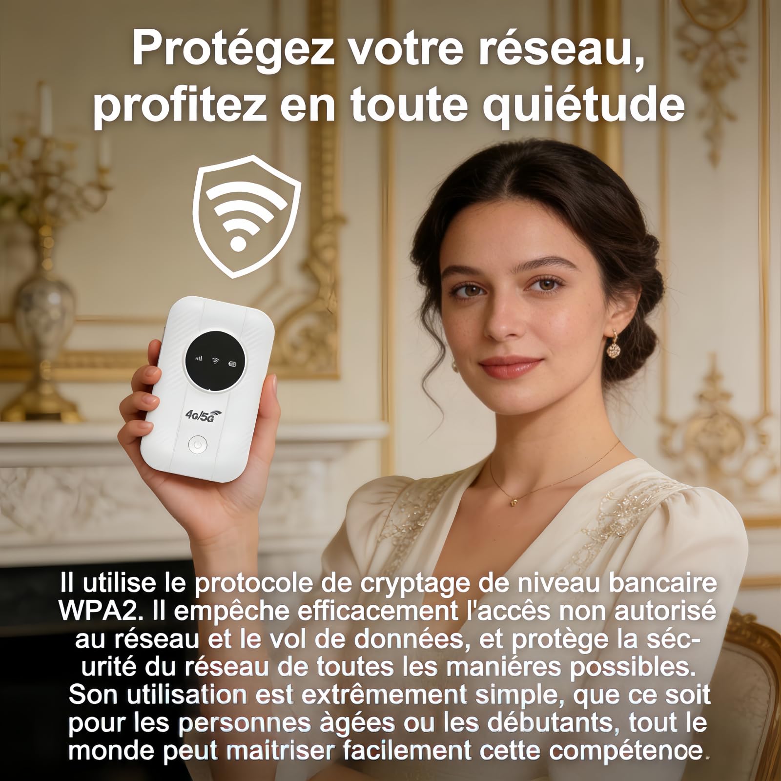 Routeur WiFi Mobile 5G Portable, Hotspot WiFi de Poche avec Écran LED et USB Type-C, Modem Haut Débit Compatible Carte SIM, Routeur Mobile Universel pour Voyage et Télétravail