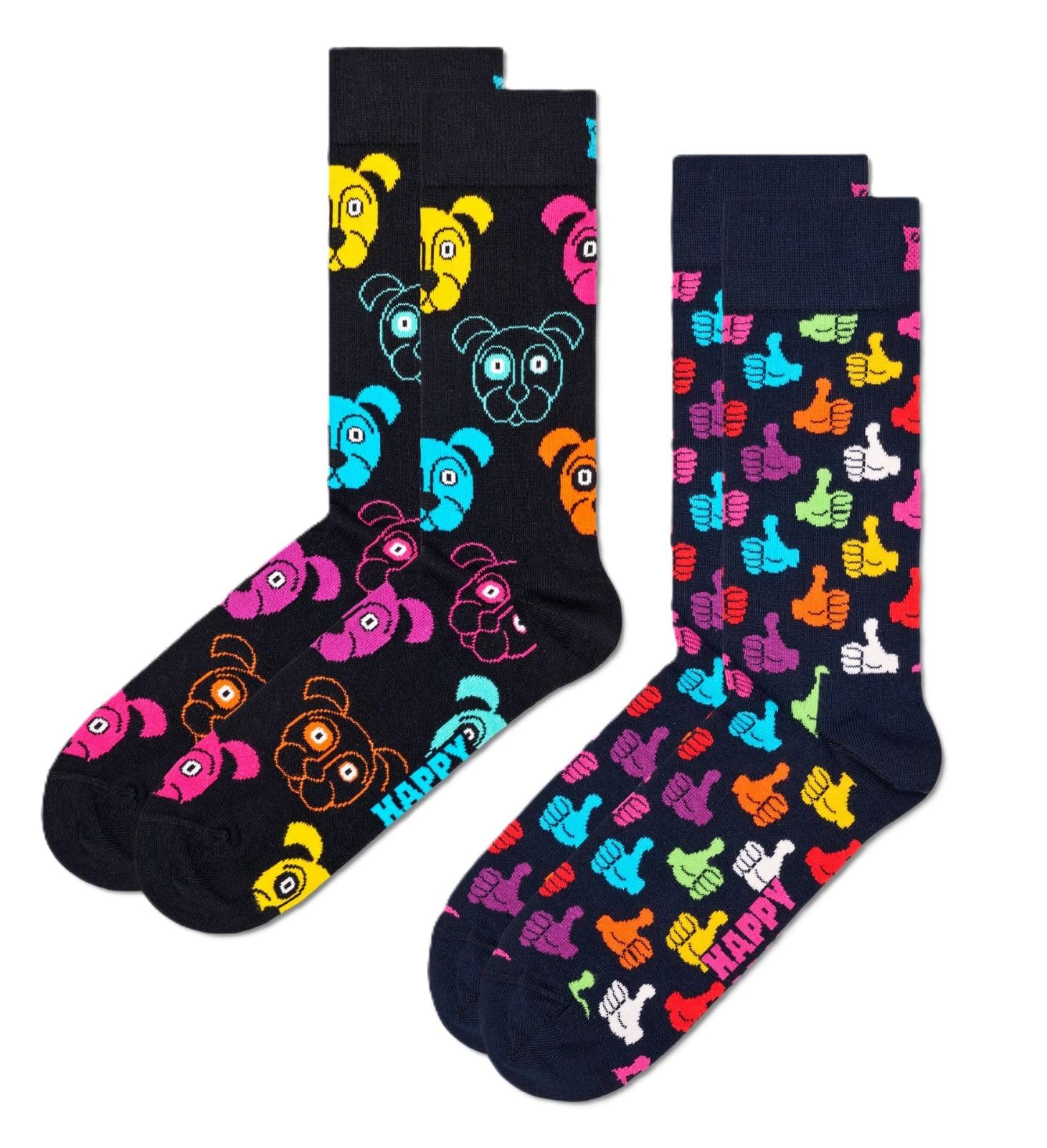 Happy Socks, 2-Pack Crew Socks, Classic Dog Socks for Men and Women, Size 41-46