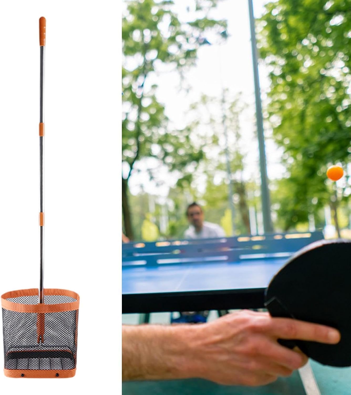 Vaveren Pingpong Ball Retriever Pingpong Ball Pick Up Training, Sturdy Large Capacity Table Tennis Picker Ball Tennis Storage Net
