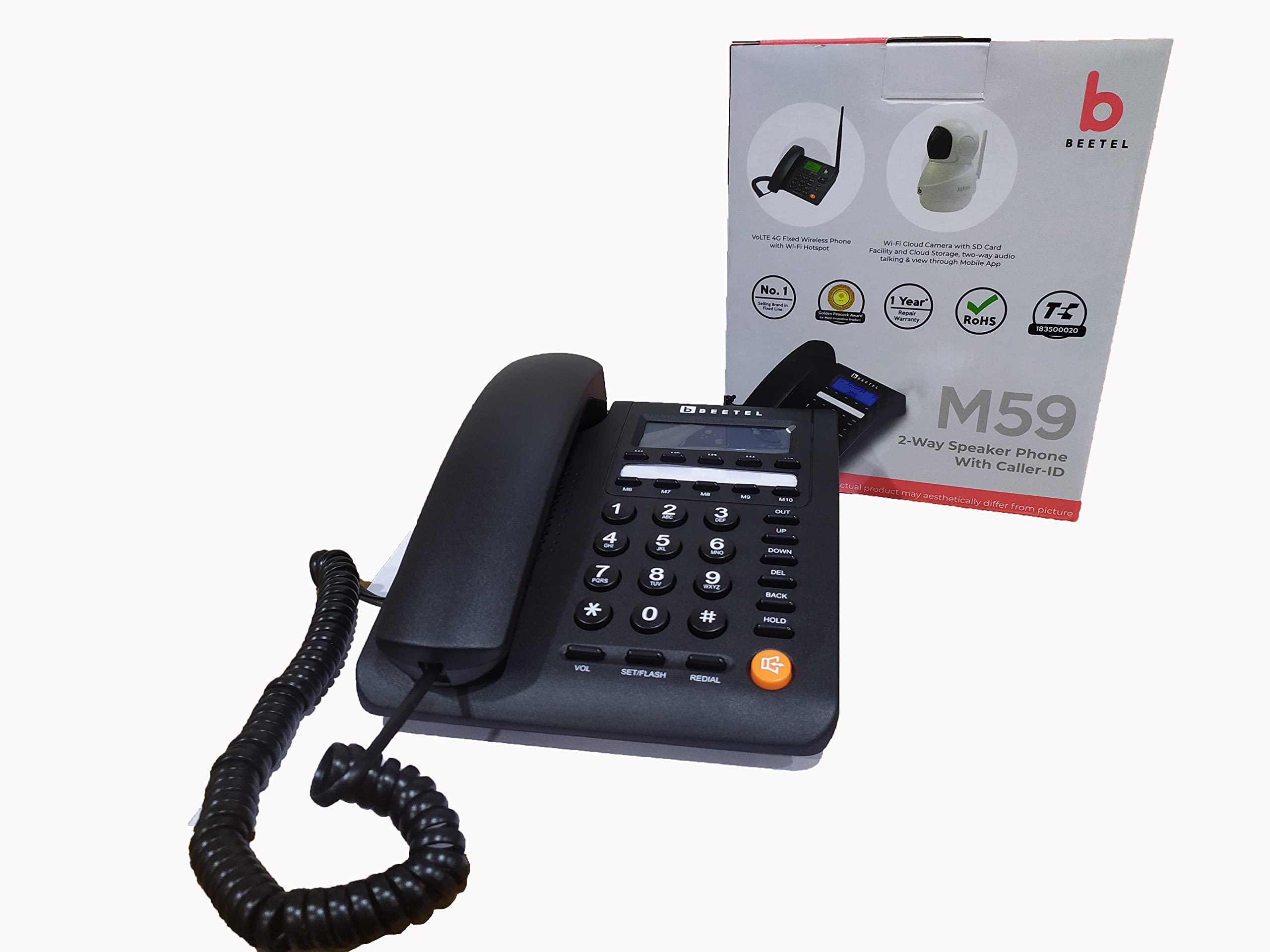 (Refurbished) Beetel M59 Caller ID Corded Landline Phone with 16 Digit LCD Display & Adjustable contrast,10 One Touch Memory Buttons,2Ways Speaker Phone,Music On Hold,Solid Build Quality,Classic Design, Black color (B0DJBW2HDX) Amazon Price History, Amazon Price Tracker