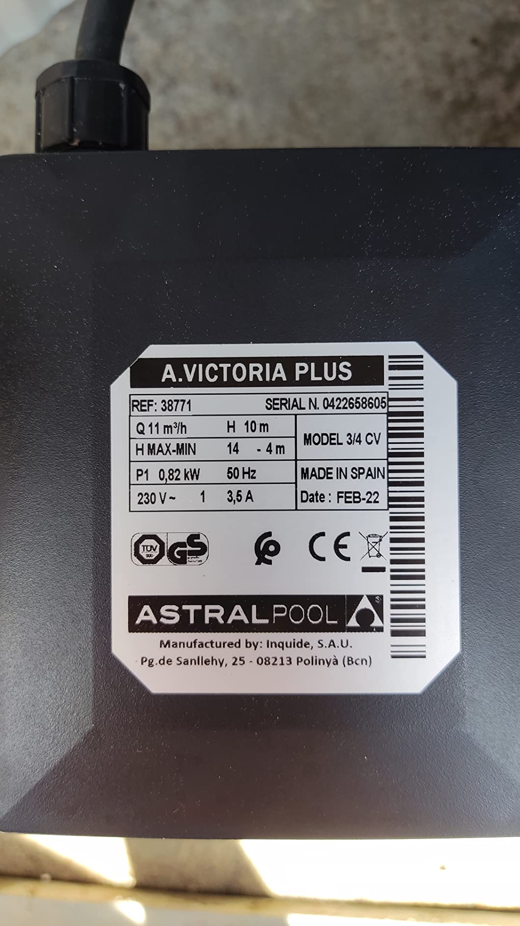 Placa de característica de bomba astral pool para Reducir el consumo eléctrico de la piscina y domotizando esta de forma barata