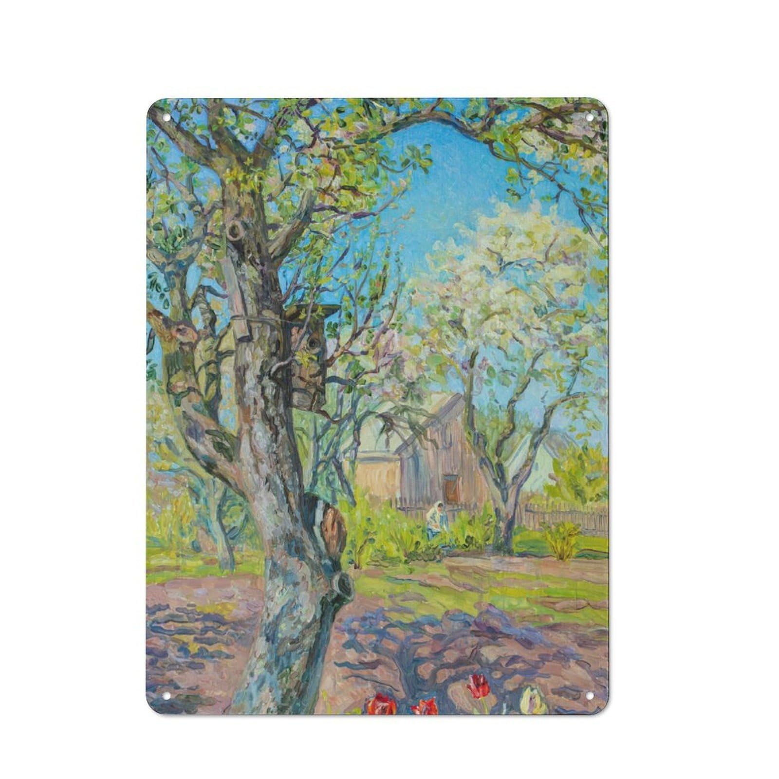 Junmoney Wildflower Field At Dawn Vintage Metal Wall Decor 40X30cm, Vintage Metal Sign For Cafe, Bistro, Bakery Or Restaurant