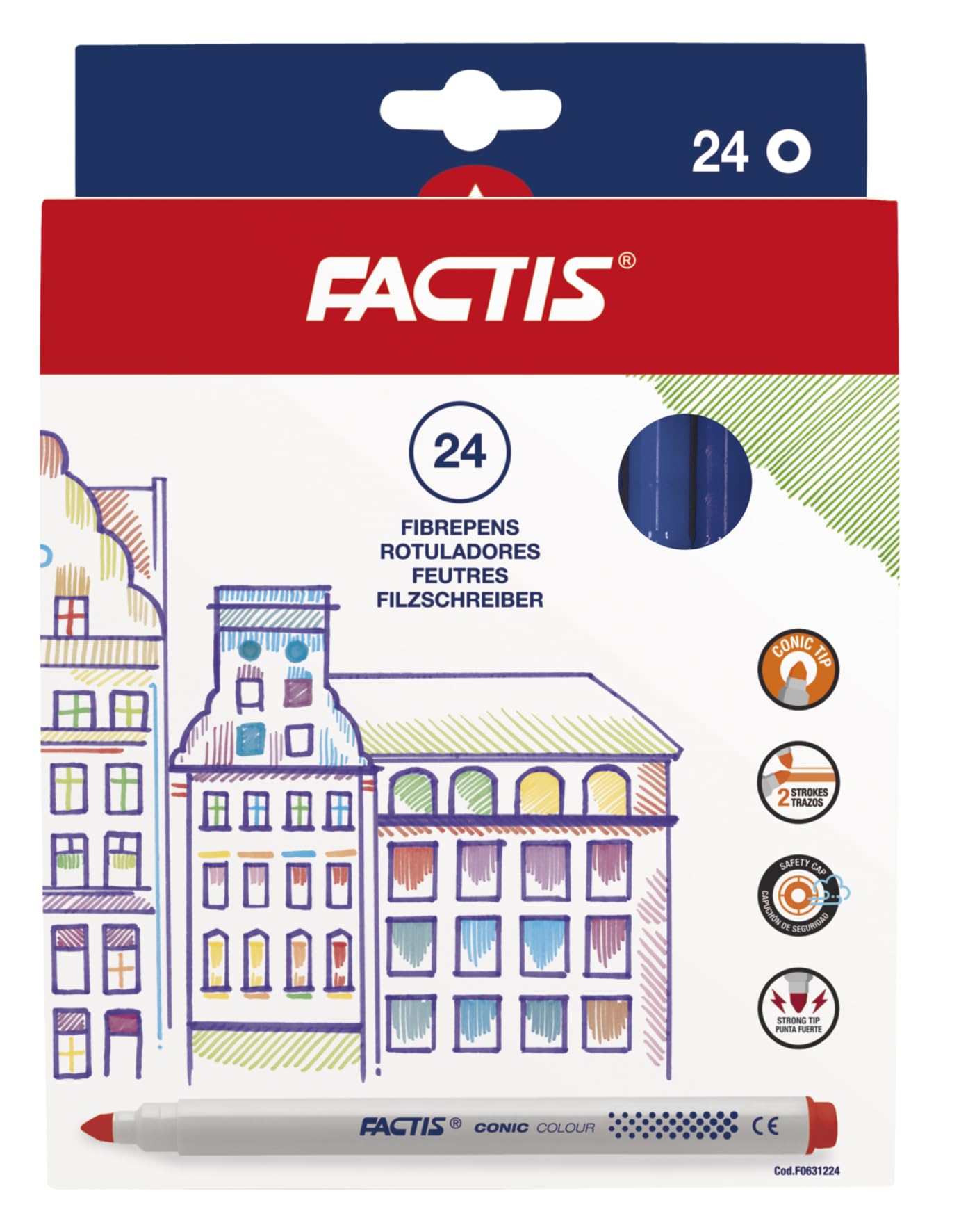 FACTIS® Case of 24 felt-tip tip markers