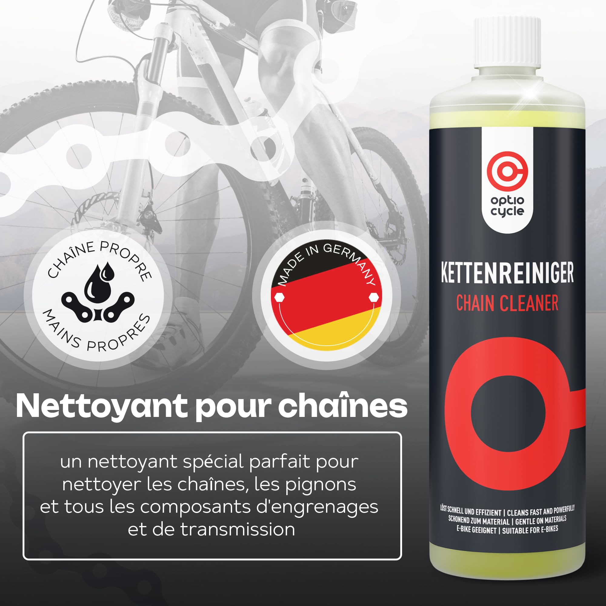 Nettoyeur De Chaîne Vélo Optio Cycle – Dégraissant Efficace Sans Démonter La Chaîne, Brosse Rotative Double Face Pour VTT Et Vélo De Route