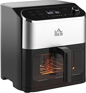 HOMCOM 6.5L 4 in 1 Air Fryer, Air Fry, Bake, Roast and Dehydrator with Digital Display, Rapid Air Circulation, Adjustable Temperature, Timer, Cookbook and Non-stick Basket, 1500W